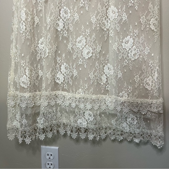 NWT Vintage Jessica McClintock Cream High Neck Lace Knee Length Dress size 10 - Picture 8 of 11
